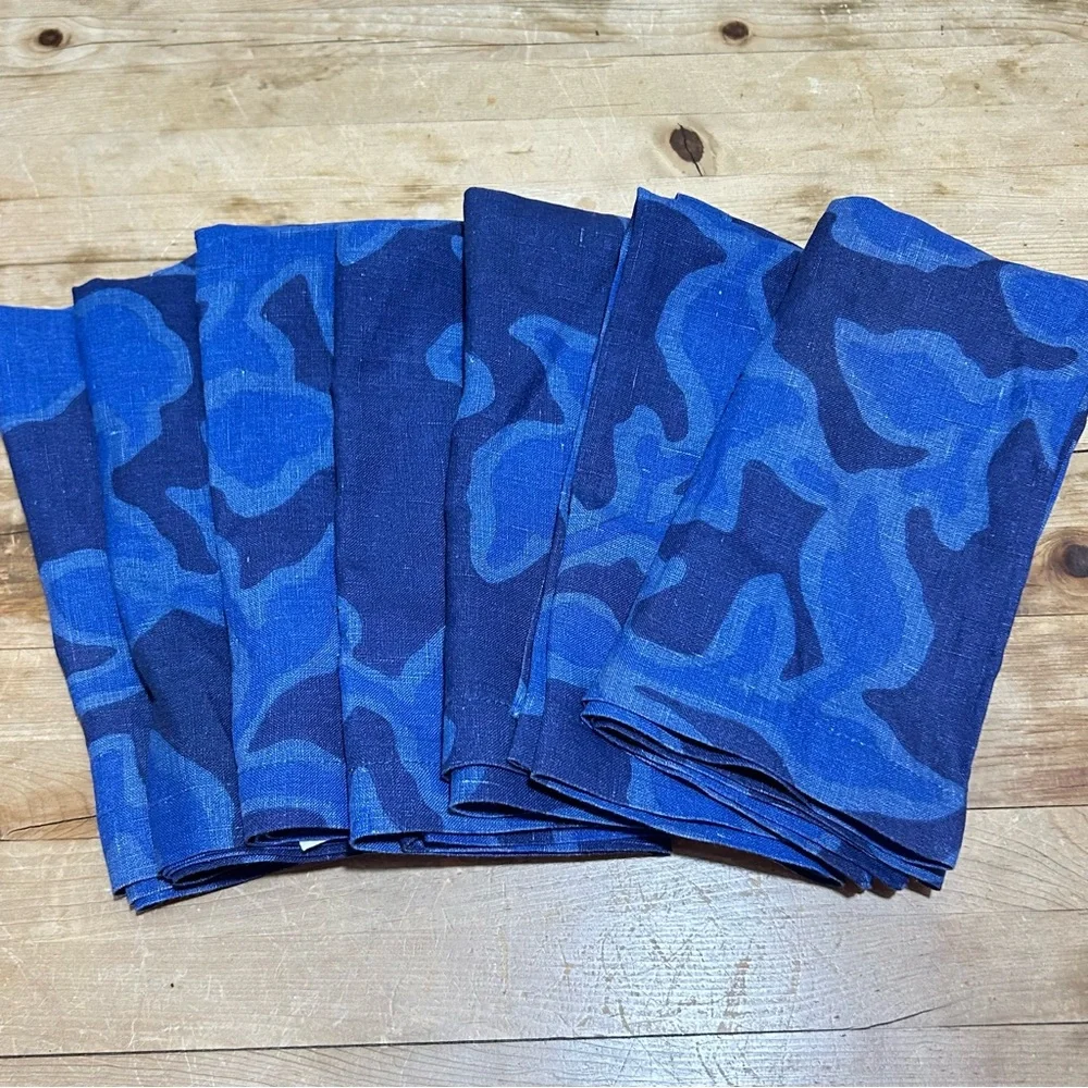 Crate & Barrel X Draper James Vine Blue Linen Napkins